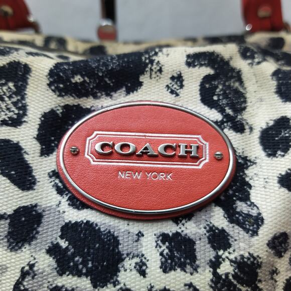 Coach Rory Multicolor Ocelot Cheetah Canvas Leather Trim Satchel Shoulder Bag - Picture 4 of 16